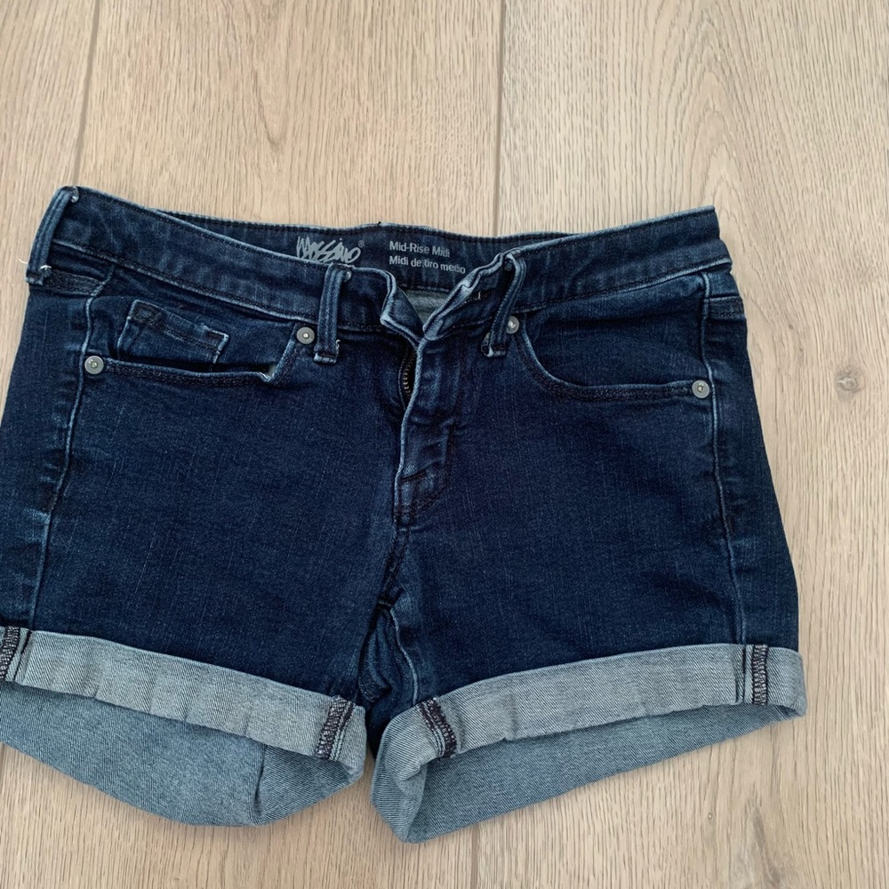 Rolled-Hem Denim Shorts